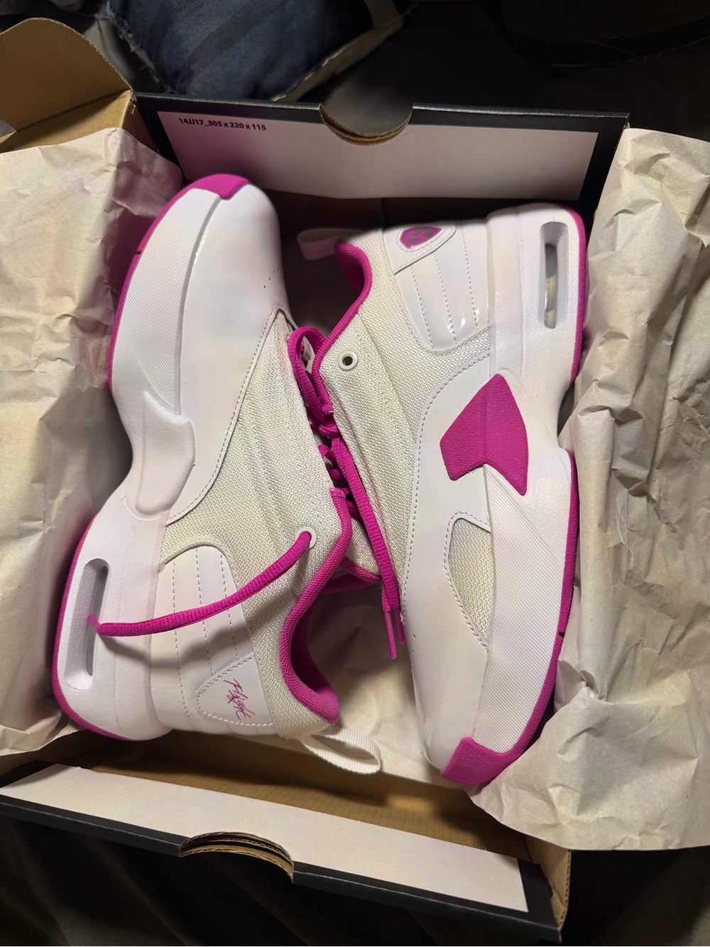 Jordan Women's White and Hot Pink Low-Top Sneakers - Picture 1 of 3